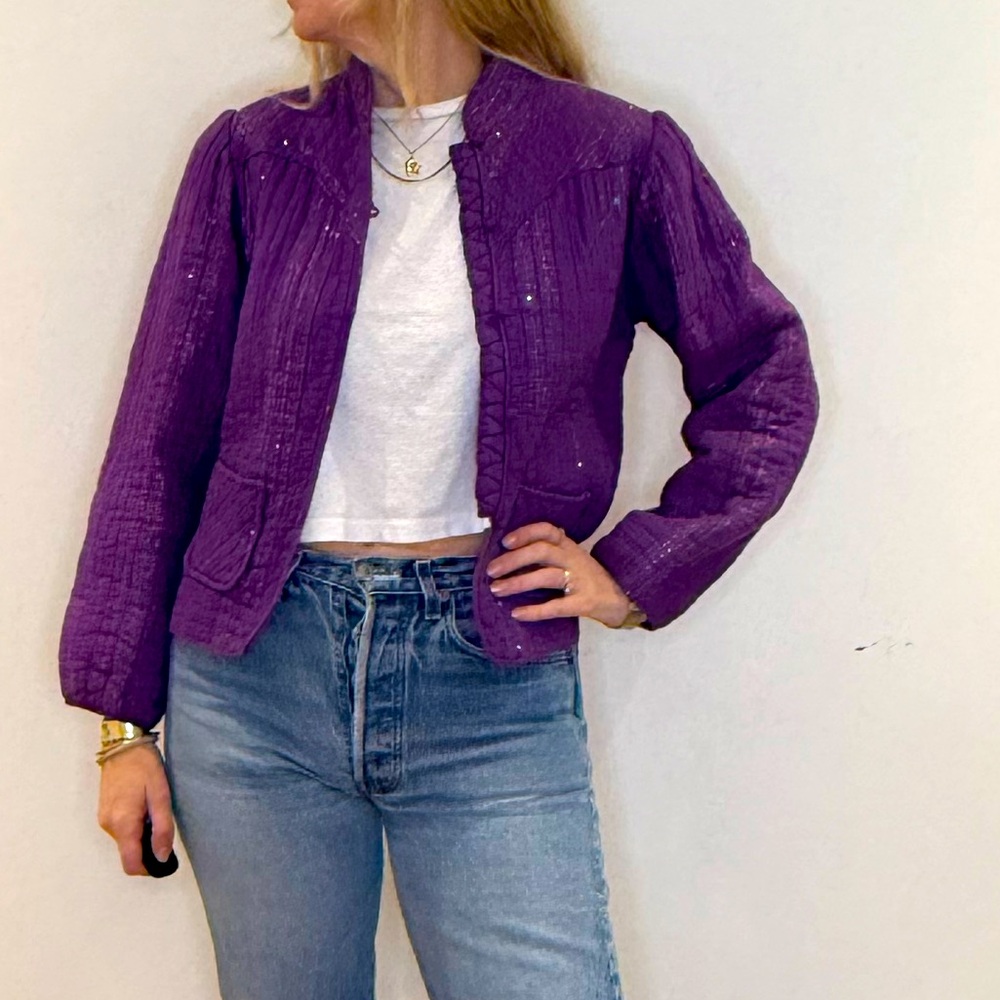 Adini Vintage Quilted Metallic Jacket size Small